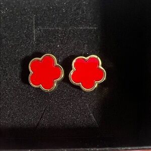 Red Clover Flower Stud Earrings